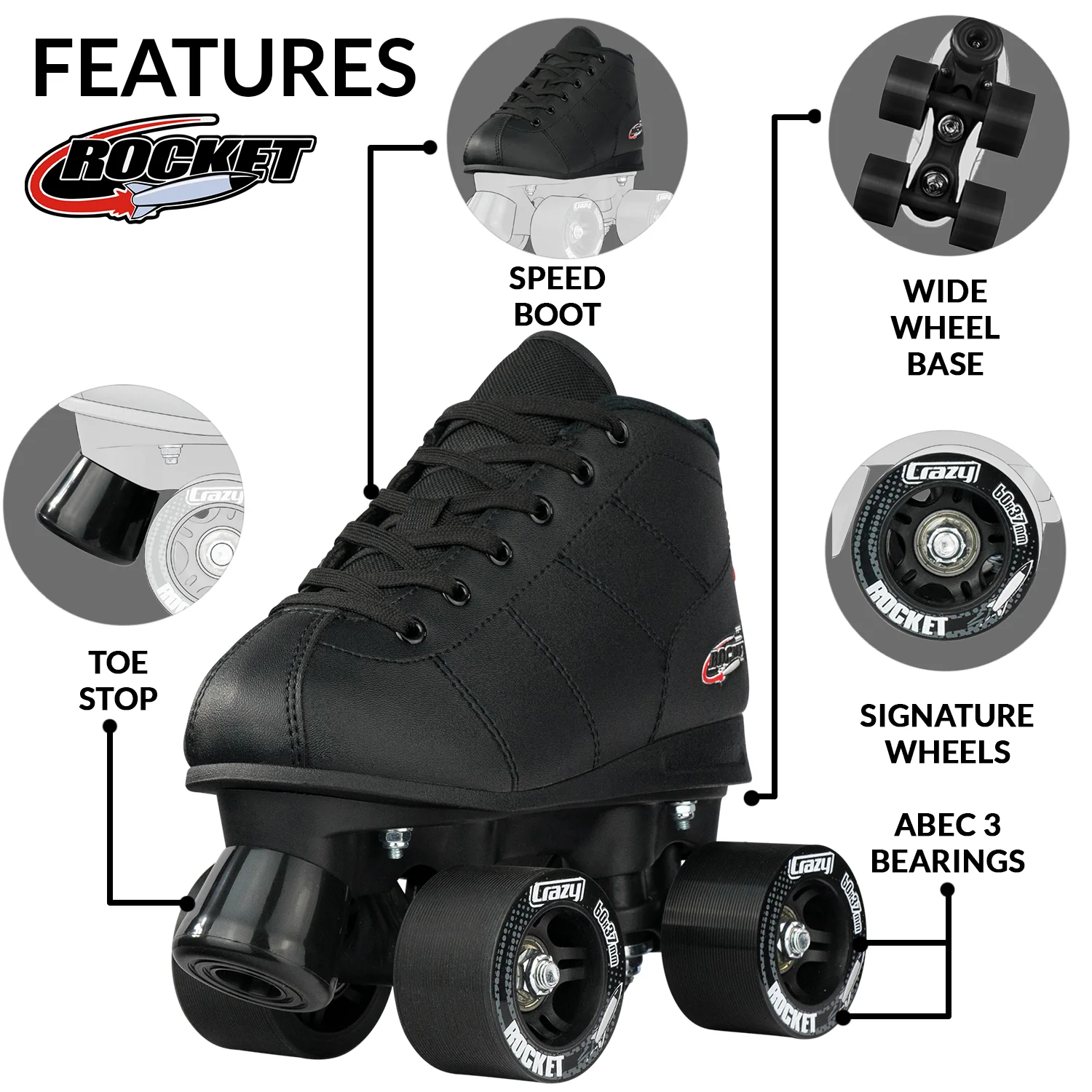 Kid’s Rocket Skate - BLACK - Image 6