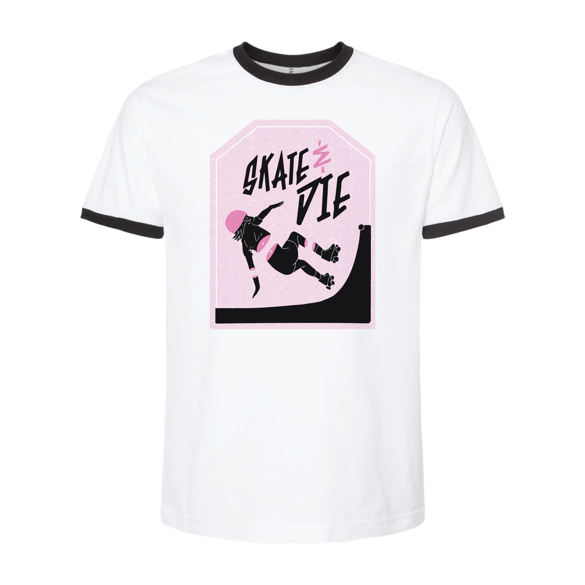 Skate And Die Shop Shirt- TOMBSTONE PINK RINGER