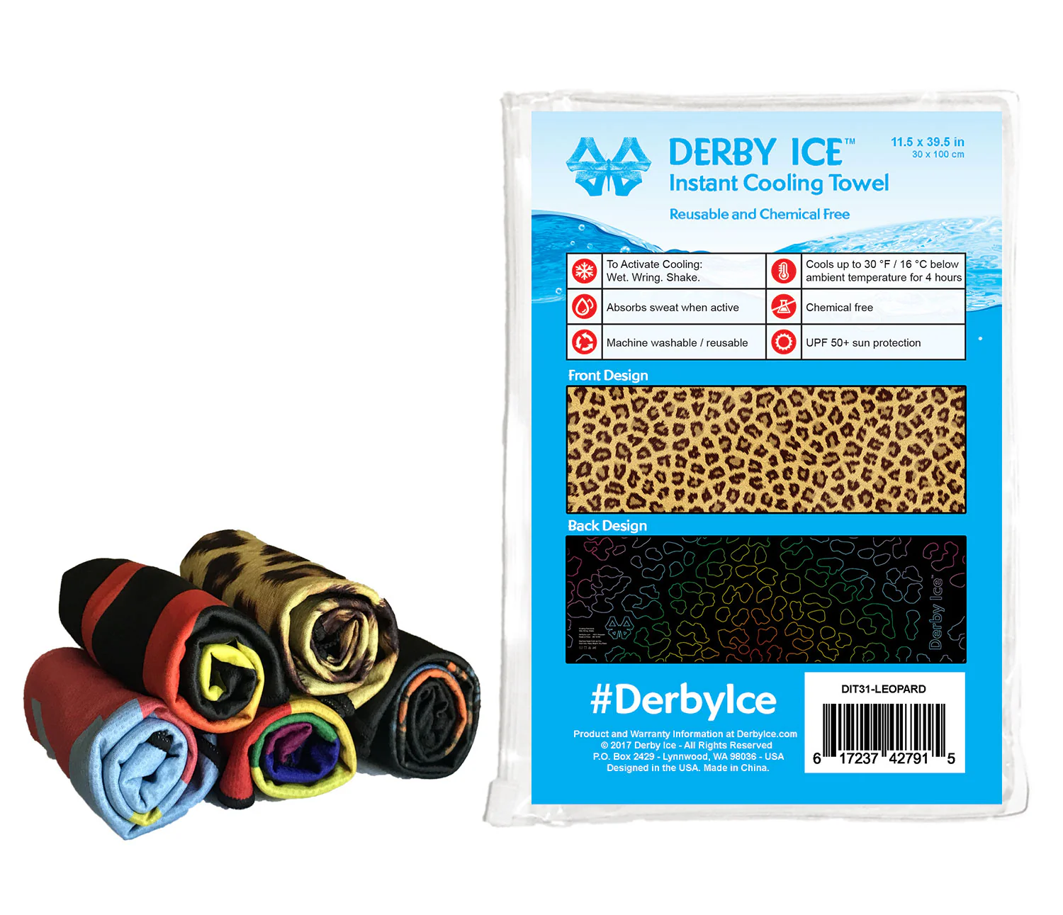 Derby Ice Instant Cooling Towel - LEOPARD