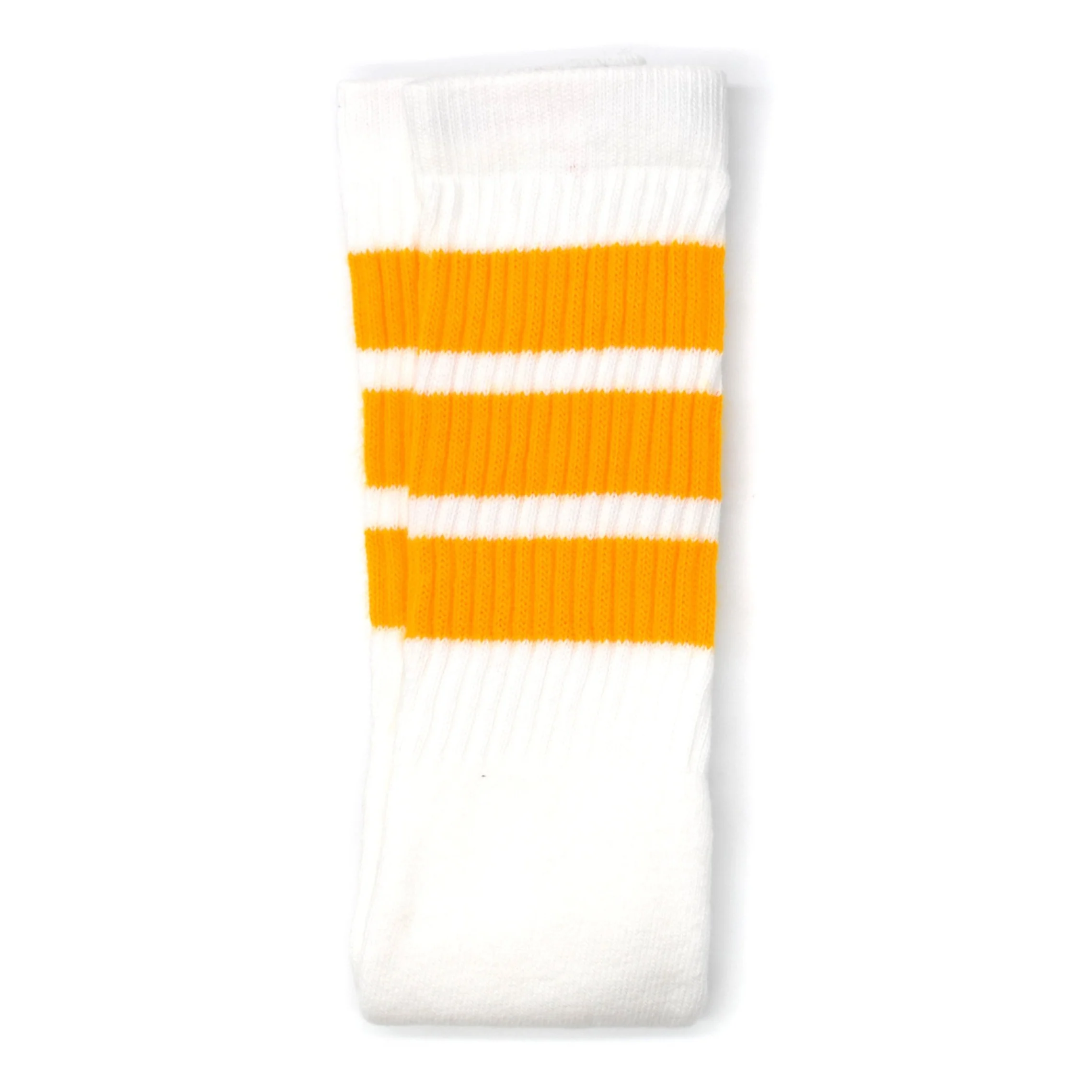 Crew Length Skatersocks - WHITE W/ GOLD STRIPES