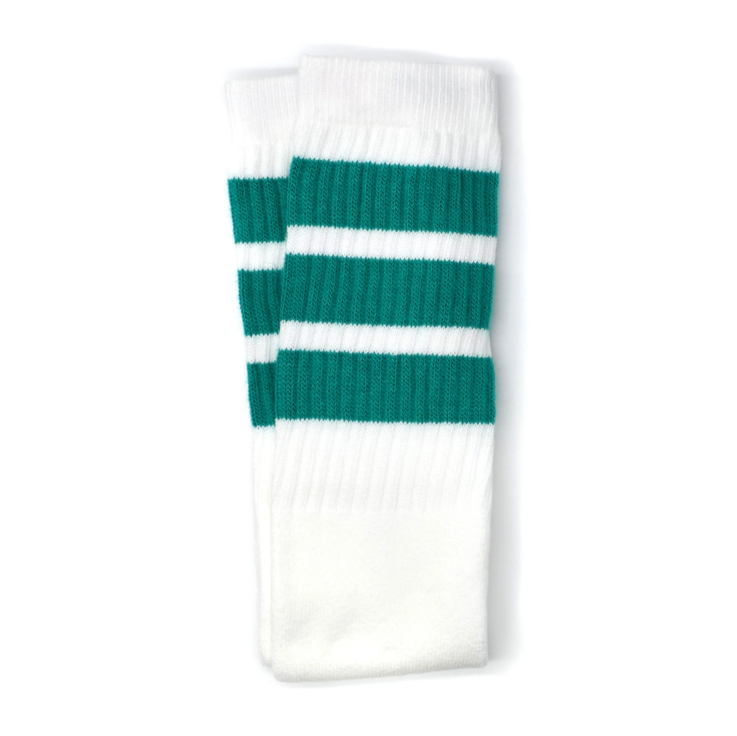 Skater Sock Knee Length - WHITE W/ TEAL STRIPES - Image 2