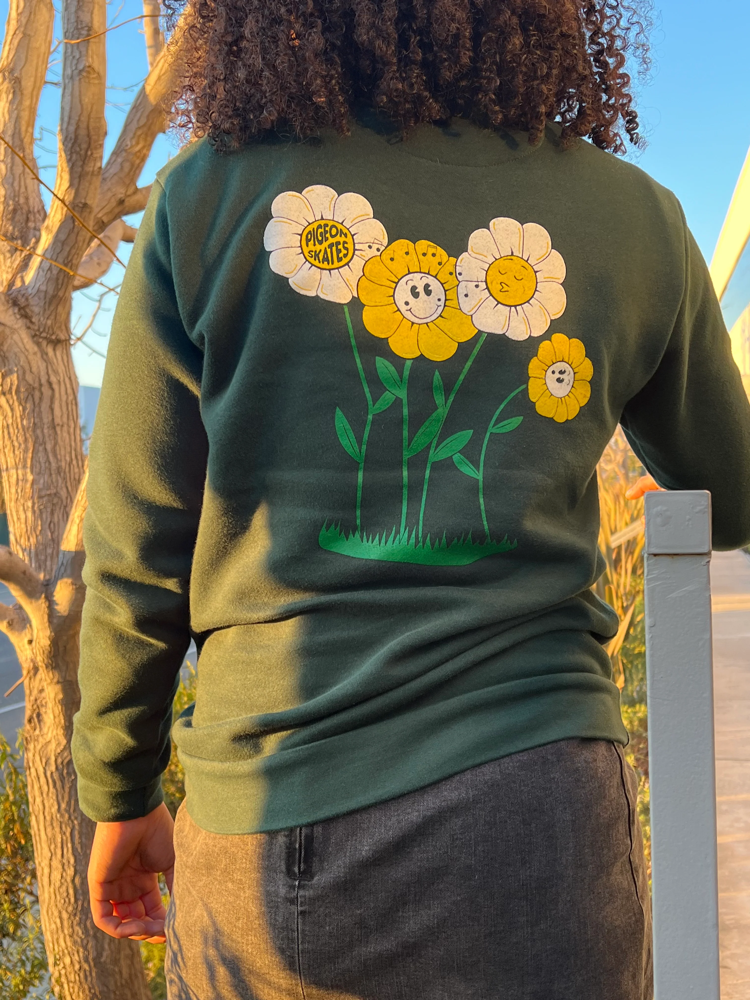 Pigeon's Flower Friends Crewneck Sweater *Pouch Pocket* - Image 3