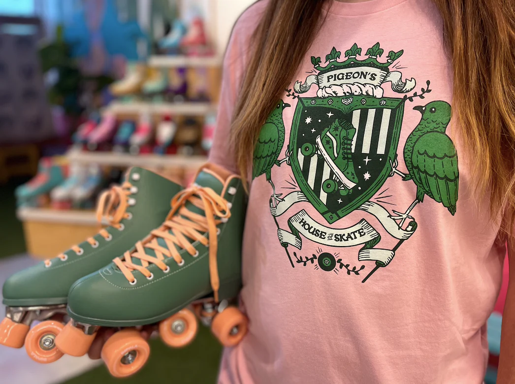 Pigeon's House of Skate Cotton Tee - PINK - Image 3